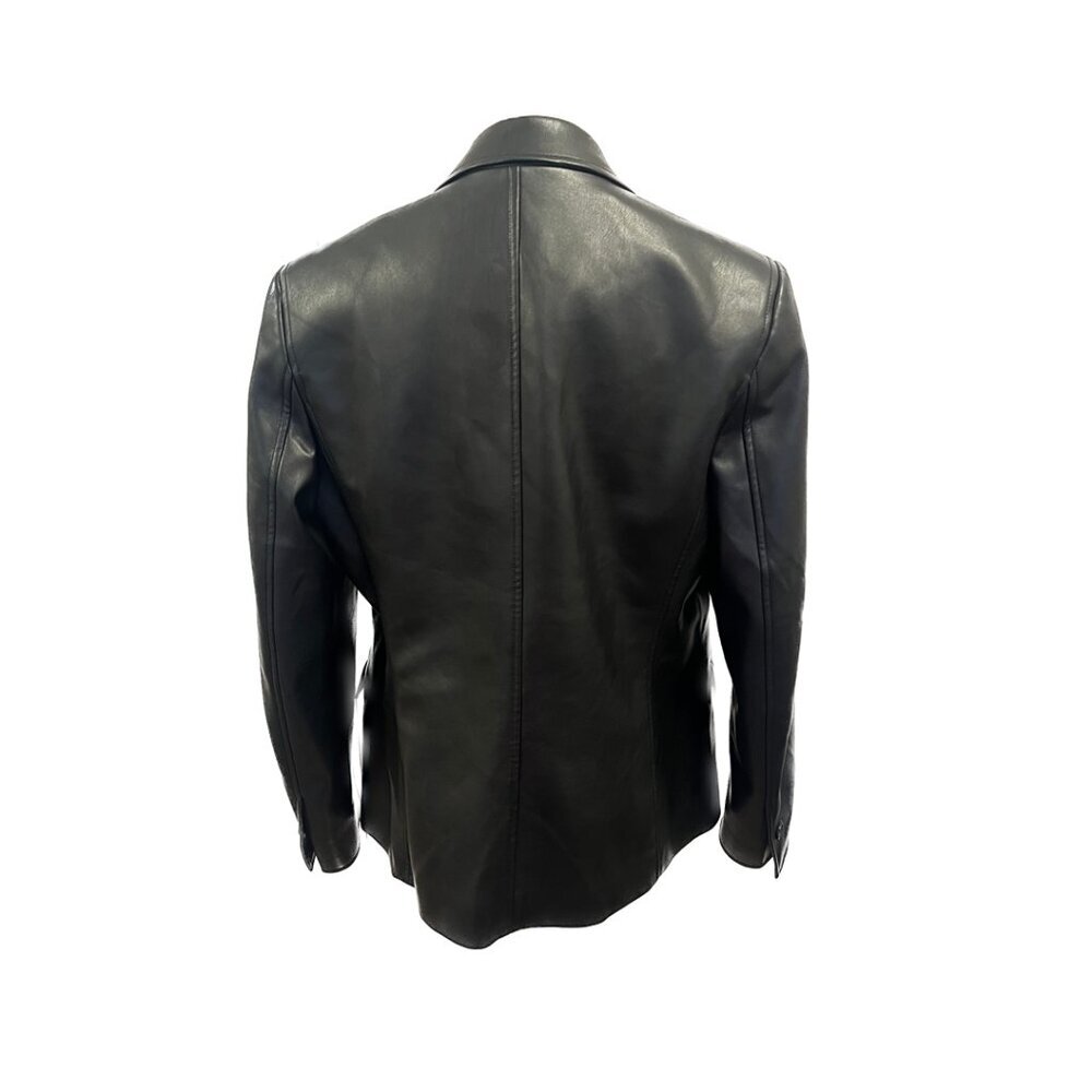 anne klein faux leather black blazer edgy workwear office casual jacket luxury - Picture 3 of 5